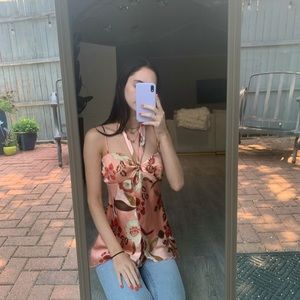 first kiss flower retro tank top